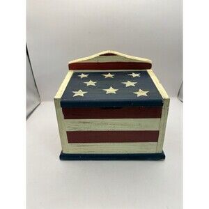 Vintage Americana Wood Recipe Box With Recipes And Unused Recipe Cards